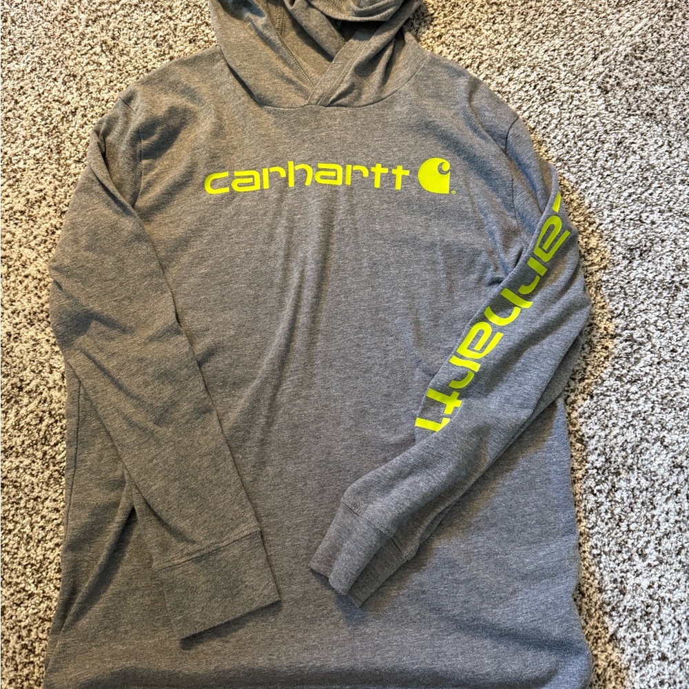 Carhartt Boys Gray Hoodie with Neon Accents